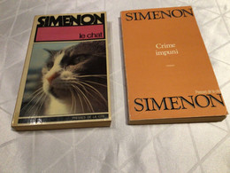 Simenon Anciens  Livres Crime Impuni Et Le Chat Livre De Bibliothèque Presses De La Cité - Simenon