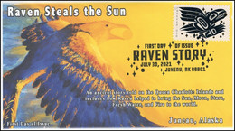 2021 NEW *** USA Raven Story, Bird Aves Birds FDC First Day Cover, Pictorial Postmark, Juneau AK,  (**) - Lettres & Documents