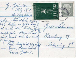 49893 - Bund - 1950 - 8Pfg. Heuss I EF A. Kte. M. DOG-Vignette "Helsinki 1952", Innerh. V. HAMBURG - Sommer 1952: Helsinki