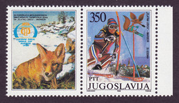 Yugoslavia 1988 Golden Fox World Cup Skiing Sports Maribor Slovenia Fauna ELAN, Stamp With Label MNH - Andere & Zonder Classificatie