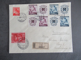 Böhmen Und Mähren 1941 Rotes Kreuz Nr.62 / 63 Zf 4er Block Einschreiben Prag MiF DR Nr.763 Deutsche Dienstpost BuM - Covers & Documents