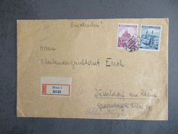 Böhmen Und Mähren 1939 MiF Einschreiben Brno 1 - Düsseldorf Mit Stempel L2 Empf. Grafenberger Allee Dssd. 1 Unbekannt - Covers & Documents