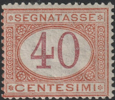 Regno D'Italia 1870 40 C. Ocra E Carminio Sass. 8 MNH** Certificato Cv 6000 - Postage Due