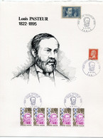 FRANCE DOCUMENT THEME PASTEUR AVEC OBLITERATION ILLUSTREE PREMIER JOUR DOLE 8-10-1973 + OBLITERATION PARIS 8-10-1973 - Louis Pasteur