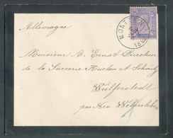 CANTONS De L'EST - N°48 Obl. Sc MONTZEN Sur Enveloppe De Deuil Du 2 Janvier 1892 Vers La Sucrerie De Wulferstedt NEU WEG - 1884-1891 Leopold II