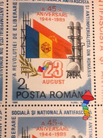 Stamps Errors Romania 1989, Mi 4544 Printed With With Circle Color BF X4  Mnh - Plaatfouten En Curiosa