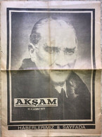 MUSTAFA KEMAL ATATURK - NEWSPAPER Death Anniversary 10 Kasım 1971 - People