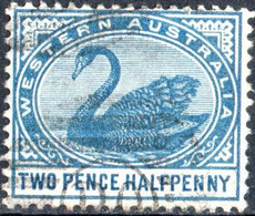 WESTERN AUSTRALIA, FAUNA, UCCELLI, BIRDS, CIGNO NERO, 1892, 2 ½ P., USATO Mi:AU-WA 36, Scott:AU-WA 64, Yt:AU-WA 45 - Gebruikt