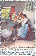 Carte Intimiste De Scène De Famille Et Bébé Illustration De Döcker Im Feld Und Heim Serie XI Carte Précurseur - Doecker, E.