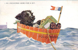 Valentine's VALTER Post Cards 1725 I Am Anchored Here For A Bit Le Chien Jolly Roger Dans Le Baquet Bateau - Valter, Fl. E.