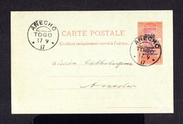 S4851-TOGO-POSTCARD ANECHO To FRANCE.1917.WWI.British French Occupation.FRENCH Colonies.POSTKARTE.Carte Postale. - Lettres & Documents