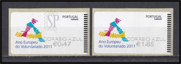 Portugal 2011 Etiqueta Autoadesiva Ano Europeu Do Voluntariado Correio Azul EMA E Post Volunteering Faire Du Bénévolat - Franking Machines (EMA)