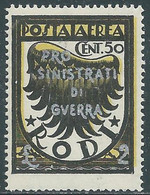 1944 OCCUP TEDESCA EGEO POSTA AEREA SINISTRATI DI GUERRA 50 CENT MNH ** - RB27 - Aegean (German Occ.)