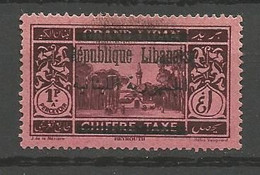 GRAND LIBAN TAXE N° 22 Variétée Double Surcharge De La Barre  NEUF** LUXE SANS CHARNIERE / MNH /Signé CALVES - Timbres-taxe