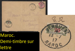 Maroc Lettre De Oudjda Avec Demi Taxe N°20 Oblitéré De Berguent. RARE. - Portomarken