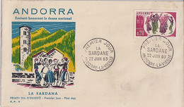 ANDORRE N°166 SUR L. 1° JOUR DU 22.6.63 - Covers & Documents