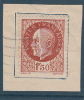 N° 517 VARIETE GROS TRAIT BLANC VERTICAL OBLITERE SUR FRAGMENT - Used Stamps