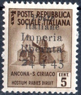 ITALIA, ITALY, C.L.N., IMPERIA, 1945, 5 C., SERIE MONUMENTI DISTRUTTI, FRANCOBOLLO NUOVO (MLH*) Errani: Imperia 1 - National Liberation Committee (CLN)