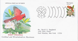 USA United States 1982 FDC West Virginia, Cardinal And Rhododendron Maximum, Bird Birds Flower, Canceled In Charleston - 1981-1990