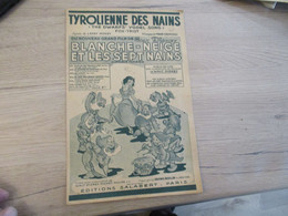 Partition Illustrée  Salabert Paris Blanche Neige Et Les Sept Nains Tyrolienne Des Nains - Chansonniers