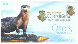 2021 NEW *** USA United States Cover Otters Animal Mammal In Snow, FDC, Digital Color Postmark, Otter MT  (**) - Cartas & Documentos