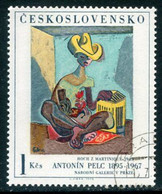 CZECHOSLOVAKIA 1973 National Gallery Paintings 1 Kc  Turquoise Backround Used  Michel 2172b - Oblitérés