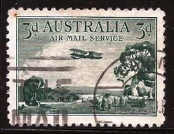 AUSTRALIA - Fx. 242 - Yv. Ae. 2 - 3 D. Verde - Biplano Y Paisaje Rural - 1929 - Ø - Gebraucht