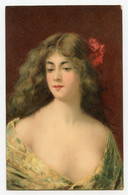 Asti. Jolie Jeune Femme épaule Dénudées.rose Rouge Dans Sa Chevelure.beautiful Girl.glamour. - Asti