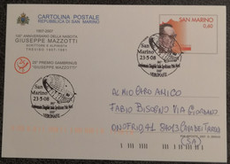 San MArino 23.5.2008 - MAZZOTTI € 0,60 - Cartolina Postale Viaggiata - Brieven En Documenten
