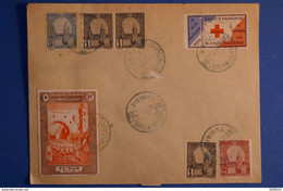 M3 TUNISIE BELLE LETTRE RARE 1912 TUNIS +PAIRE T.P + 2 VIGNETTES + AFFRANCHISSEMENT PLAISANT - Covers & Documents