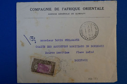 I 15 COTES DES SOMALIS BELLE LETTRE 1930 DJIBOUTI POUR BORDEAUX FRANCE + AFFRANCHISSEMENT PLAISANT - Storia Postale