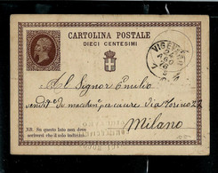 Carte Obl. 1876 Pour Milan - Entiers Postaux