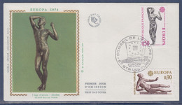 Europa Sculptures CEPT N°1789 1790 Enveloppe 1er Jour Strasbourg 20.04.74 L'Age D'Airain De Rodin Et L'Air De A. Maillol - 1974