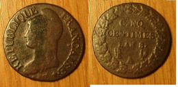 5 Centimes An 8 A - 1795-1799 Directoire (An IV – An VIII)