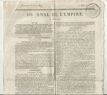 Document Historique, JOURNAL DE L'EMPIRE, 5 Juin 1807, Nouvelles étrangéres, Empire Français...,  Frais Fr 1.95 E - Documenti Storici