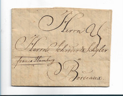 DK-V014 / DÄNEMARK - Copenhagen 1756, Franco Hamburg Nach Bordeaux - ...-1851 Vorphilatelie