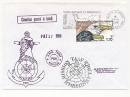 TAAF - Env. Affr 1,70 Petrels Géants , OMEC Martin De Vivies 29/4/1986 + Patrouilleur Albatros + Divers Cachets Recto V - Storia Postale