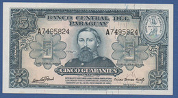 PARAGUAY - P.186c – 5 Guaraníes L. 25.03.1952 UNC Serie A 7495824 - Paraguay