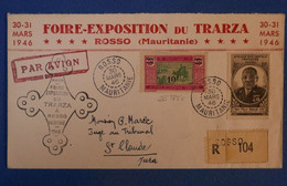 G1 MAURITANIE BELLE LETTRE RECOM 1946 PAR AVION ROSSO POUR ST CLAUDE FRANCE + AFRANCHISSEMENT PLAISANT - Covers & Documents