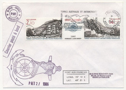 TAAF - Env. Affr 2,10 + 14,00 Hommage à Jean Charcot, OMEC Port Aux Français 11/4/1986 + Patrouilleurs Albatros + Divers - Storia Postale