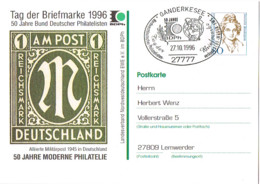 L-ALL-246 - ALLEMAGNE Entier Postal Illustré Poste Militaire En 1945 Journée Du Timbre 1996 Obl. Ill. De Ganderkesee - Cartes Postales Privées - Neuves