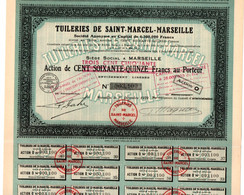 Tuileries De Saint-Marcel Marseille 1929 - Action Avec 31 Coupons - Me Bard Notaire - D - F