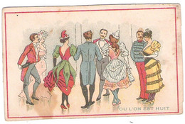 Joli Chromo Bon Point Illustré De Danseurs Costumés Où L'on Est Huit Dos Neutre Sans Publicité - Andere & Zonder Classificatie