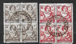 France Vignettes Bienfaisance PTT N°44 Et 45 Blocs De 4 Oblitérés   B/TB Voir  Scans  - Used Stamps