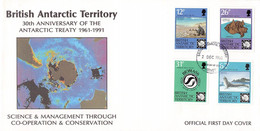 BRIT. ANTARCTIC TERR. - FDC 1991 ANTARCTIC TREATY  Mi #181-184 / YZ187 - FDC