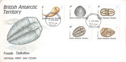 BRIT. ANTARCTIC TERR. - FDC 1990 FOSSILS Mi #156-159, 170 / YZ193 - FDC