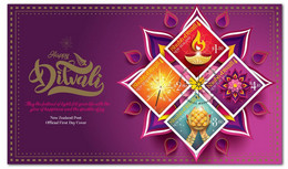 2021 NEW *** New Zealand Shubh Diwali Maa Lakshmi Laxmi , Sweets , Crackers , Diya FDC Cover (**) - Storia Postale