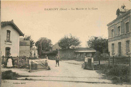 61 DAMIGNY La Mairie Et La Gare CPA Ed. Meisy - Damigny