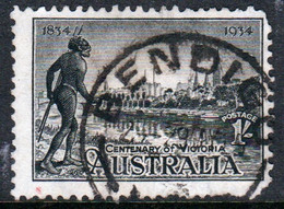 Australia 1934 Centenary Of Victoria 1/-d In Fine Used Condition. - Oblitérés