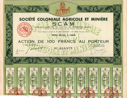SCAM - Société Coloniale Agricole Et Minière - Action Avec 16 Coupons - Me Prud'homme & Ader Notaire à Paris - S - V